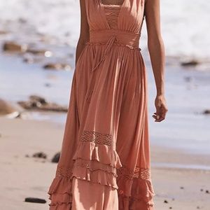NEW! FREE PEOPLE Santa Maria Maxi Dress SIZE XS in PEACHED COPPER!